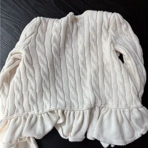 Polo Ivory Cable-Knit Ruffle Sweater